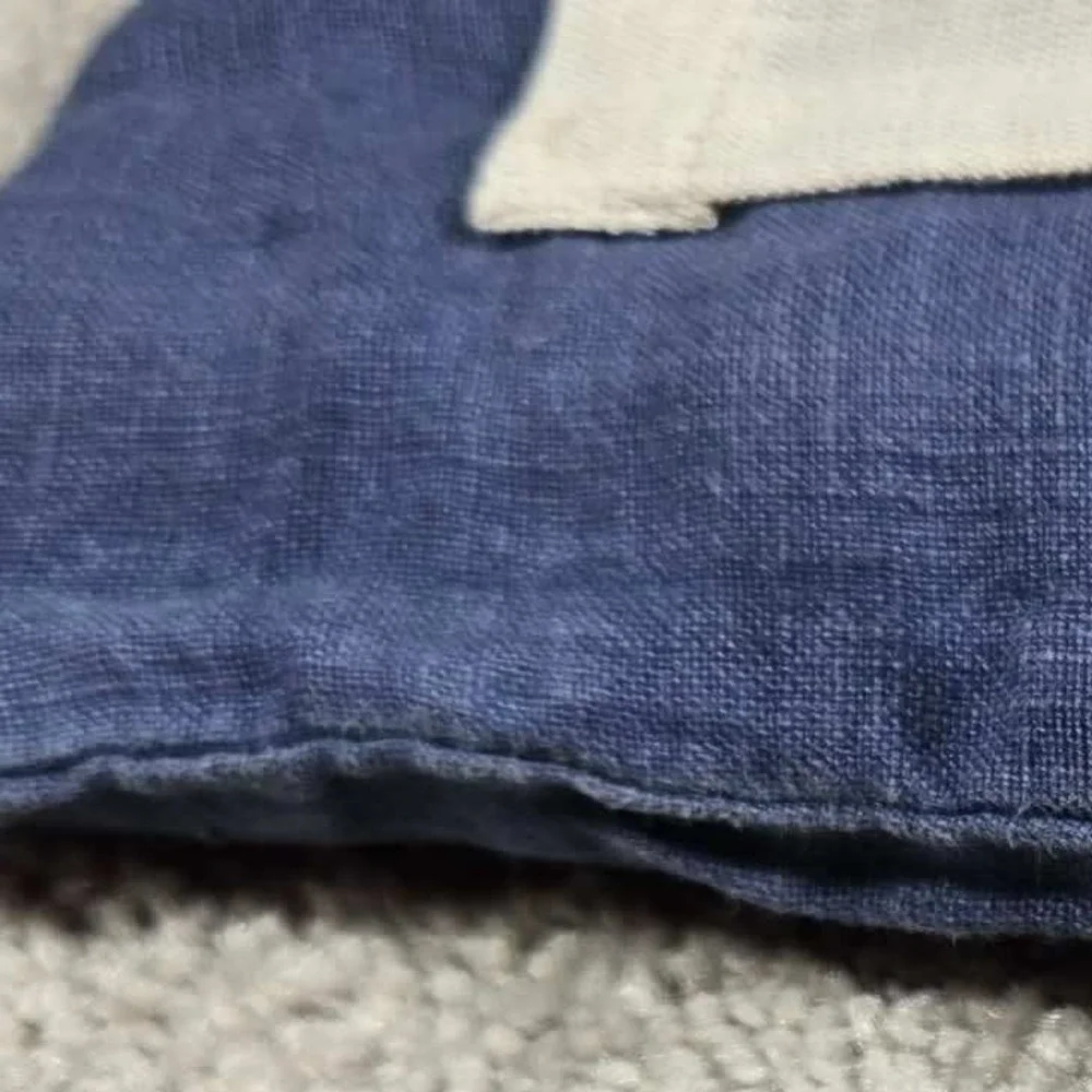 Anthropologie Euro Sham Navy Blue Soft Washed Linen Square 26x26